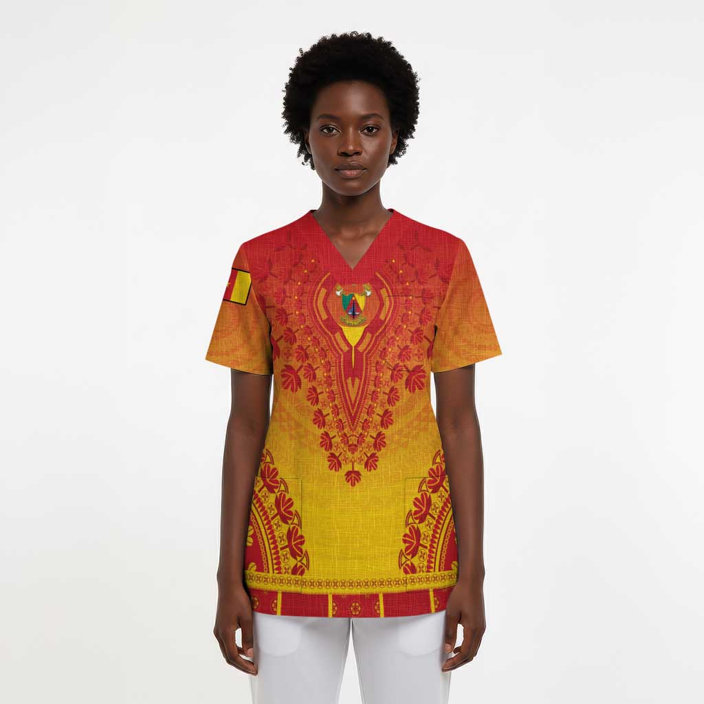 Personalized Cameroon African Dashiki Scrub Top - African Pride