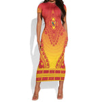 Personalized Afro Cameroon Short Sleeve Bodycon Dress African Dashiki Style - African Pride