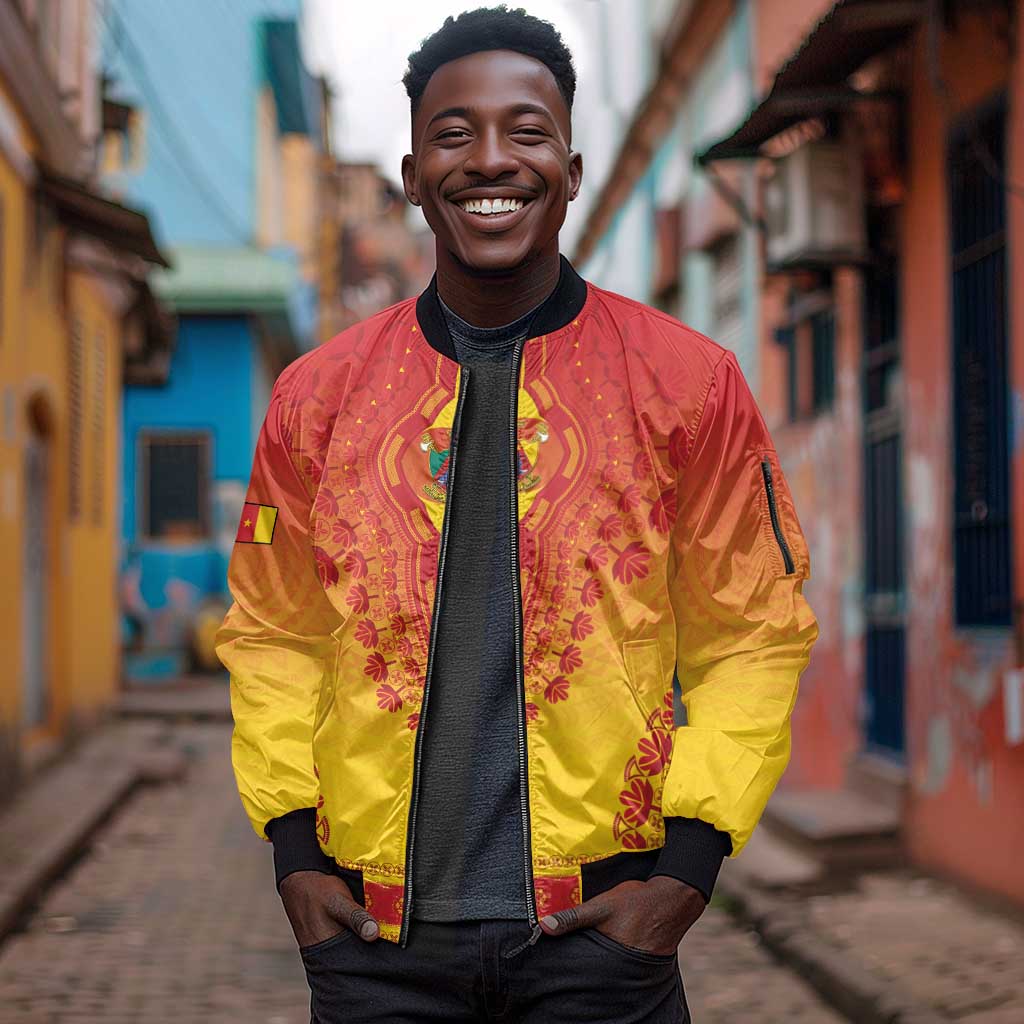 Personalized Afro Cameroon Sleeve Zip Bomber Jacket African Dashiki Style - African Pride