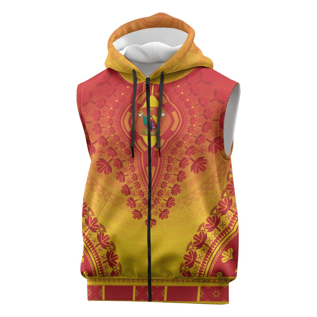 Personalized Afro Cameroon Sleeveless Zip Hoodie African Dashiki Style - African Pride