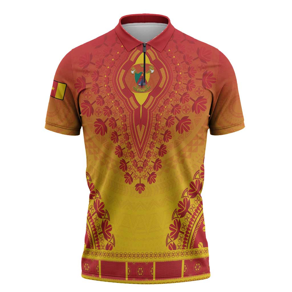 Personalized Cameroon African Dashiki Zipper Polo Shirt
