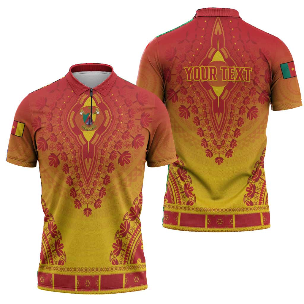 Personalized Cameroon African Dashiki Zipper Polo Shirt