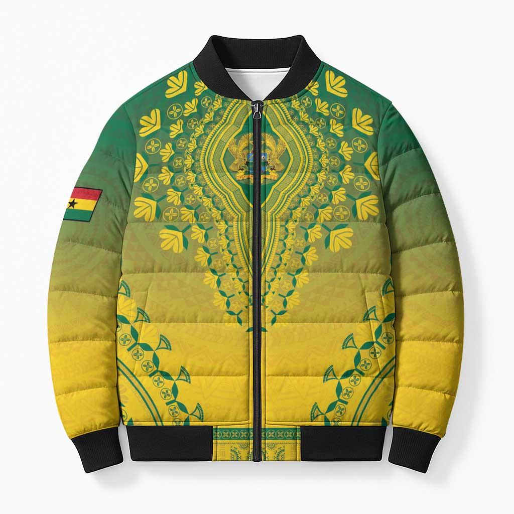 Personalized Ghana African Dashiki Bomber Puffer Jacket