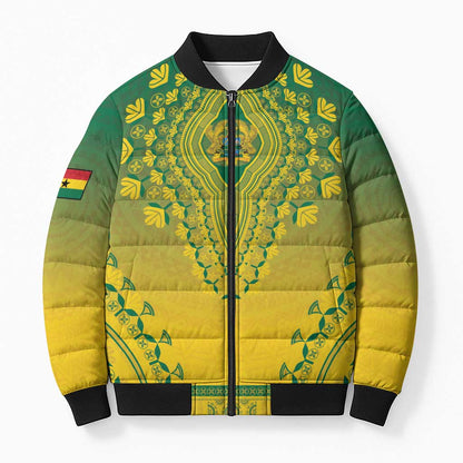 Personalized Ghana African Dashiki Bomber Puffer Jacket