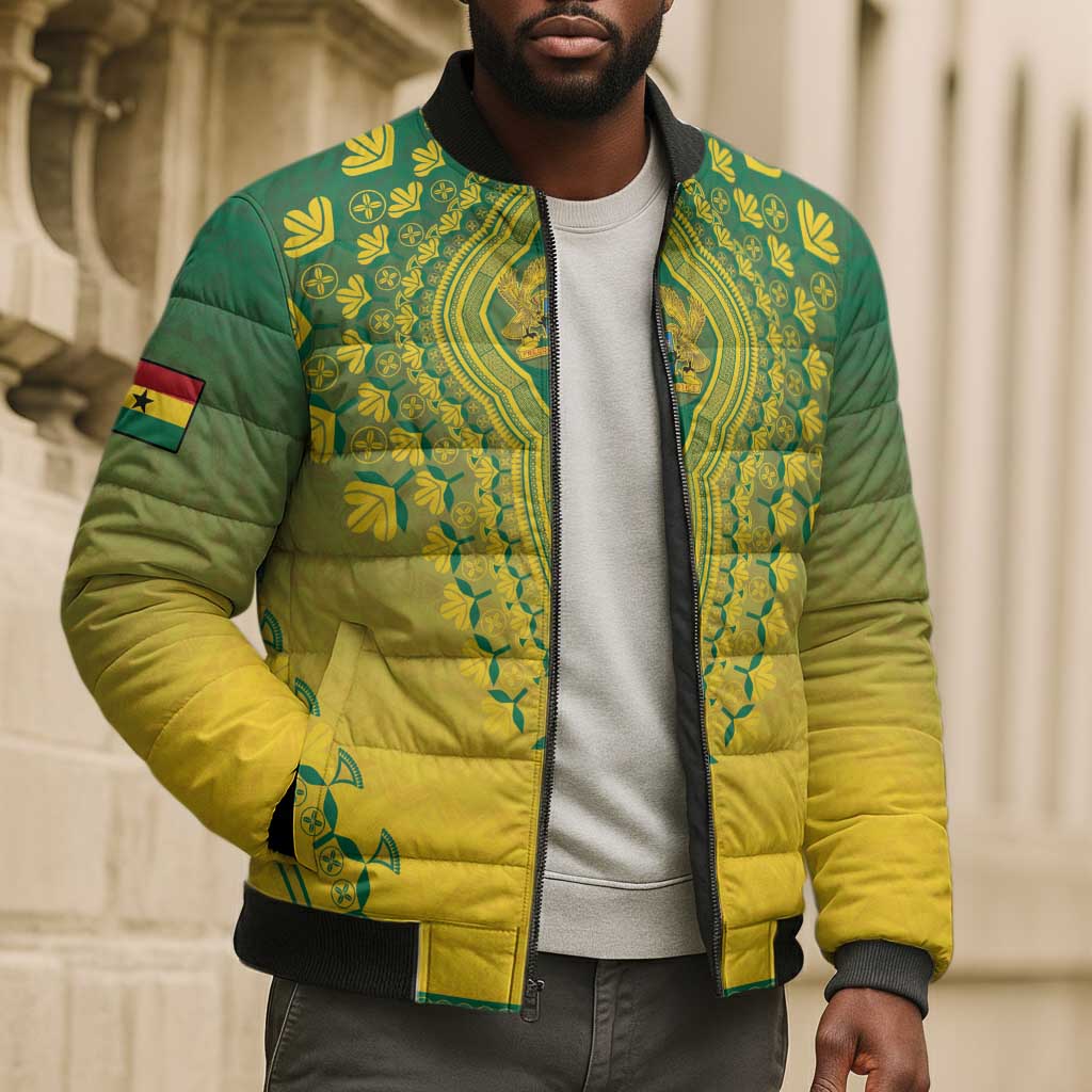 Personalized Ghana African Dashiki Bomber Puffer Jacket