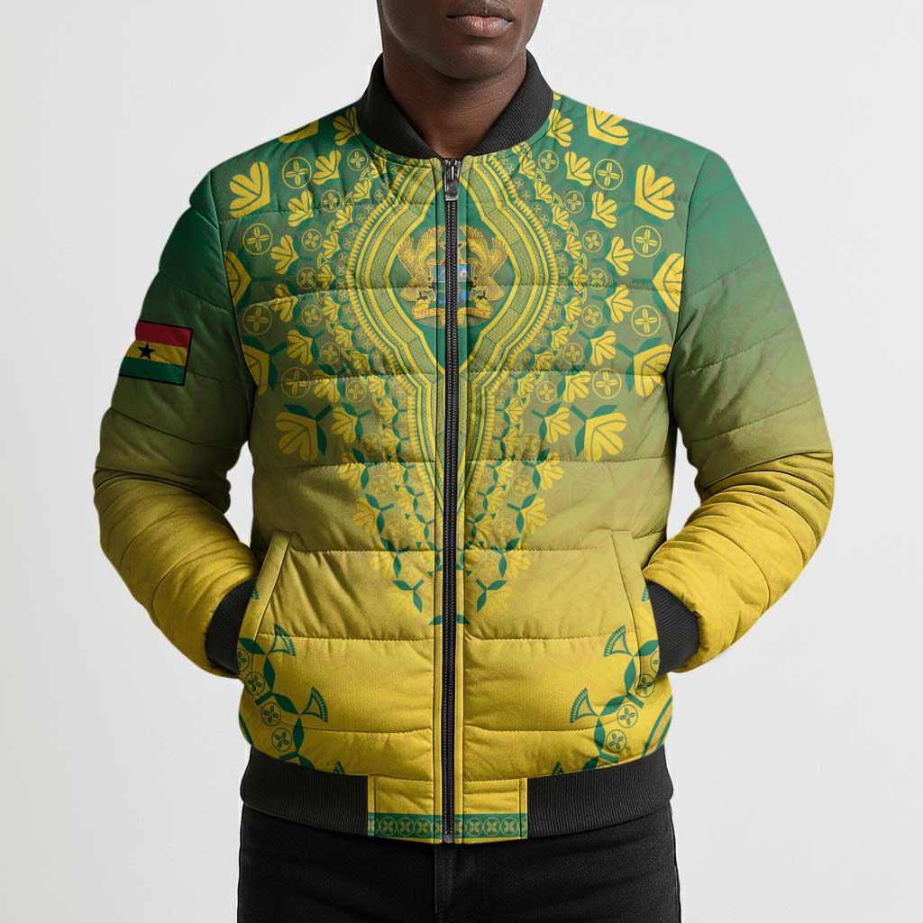 Personalized Ghana African Dashiki Bomber Puffer Jacket