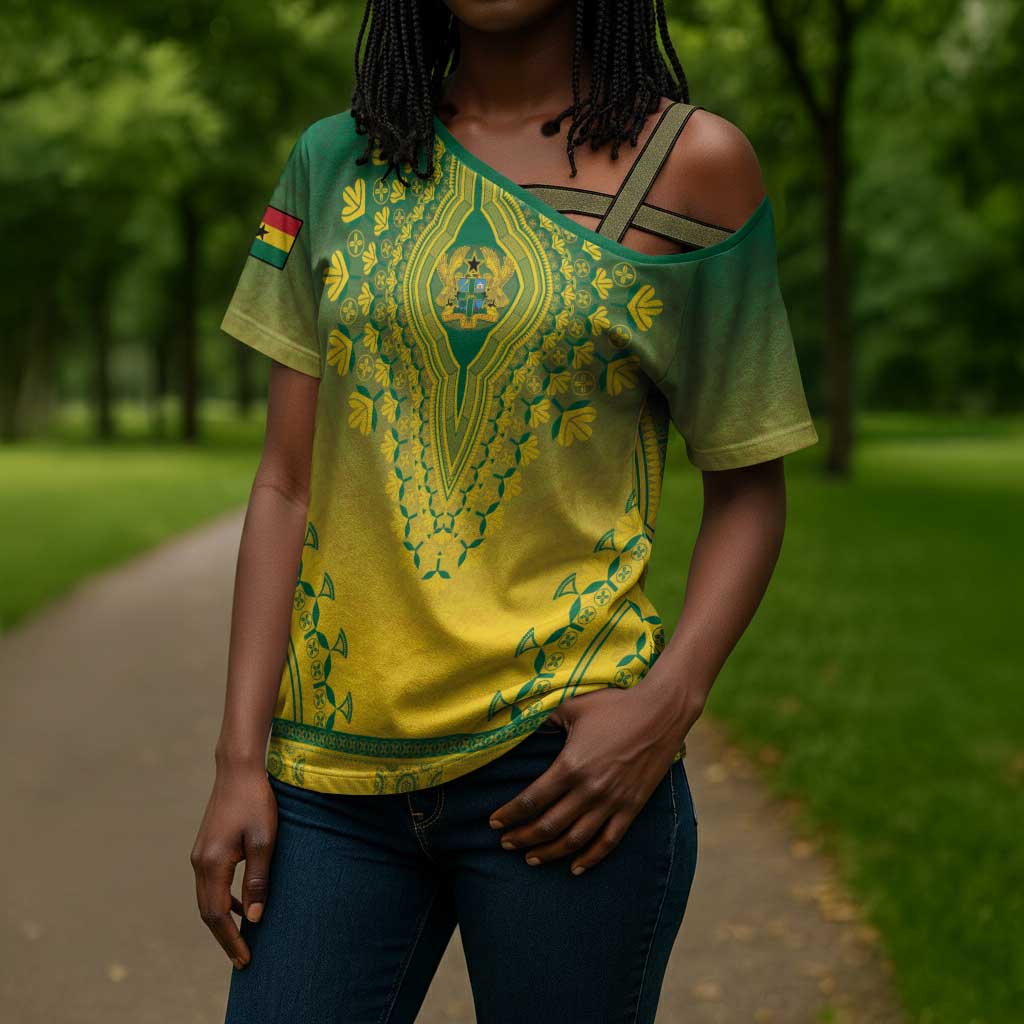 Personalized Ghana African Dashiki Cross Shoulder Shirt