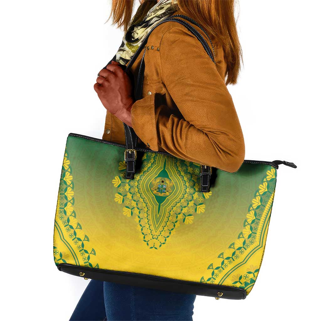 Afro Ghana Leather Tote Bag African Dashiki Style - African Pride
