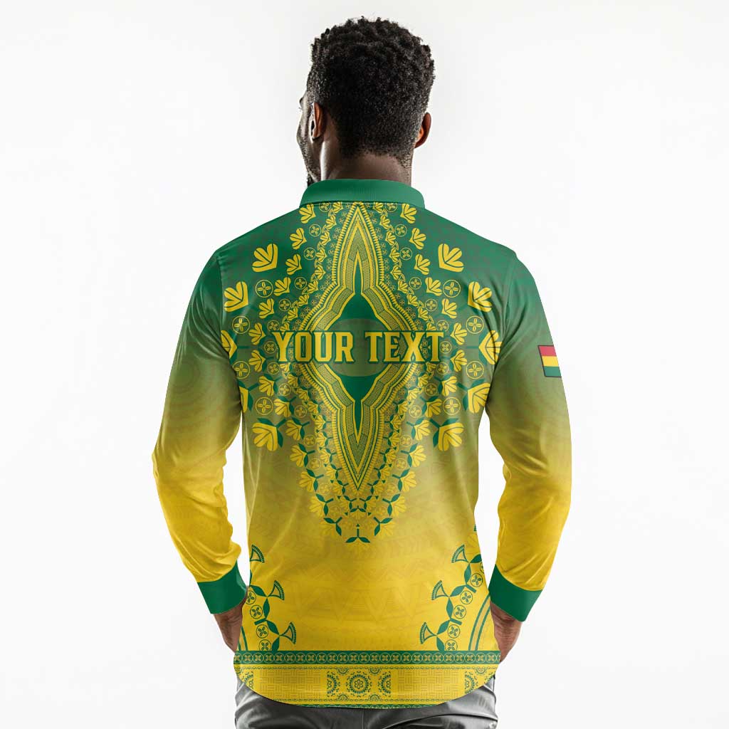 Personalized Afro Ghana Long Sleeve Polo Shirt African Dashiki Style - African Pride
