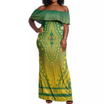 Personalized Afro Ghana Off Shoulder Maxi Dress African Dashiki Style - African Pride