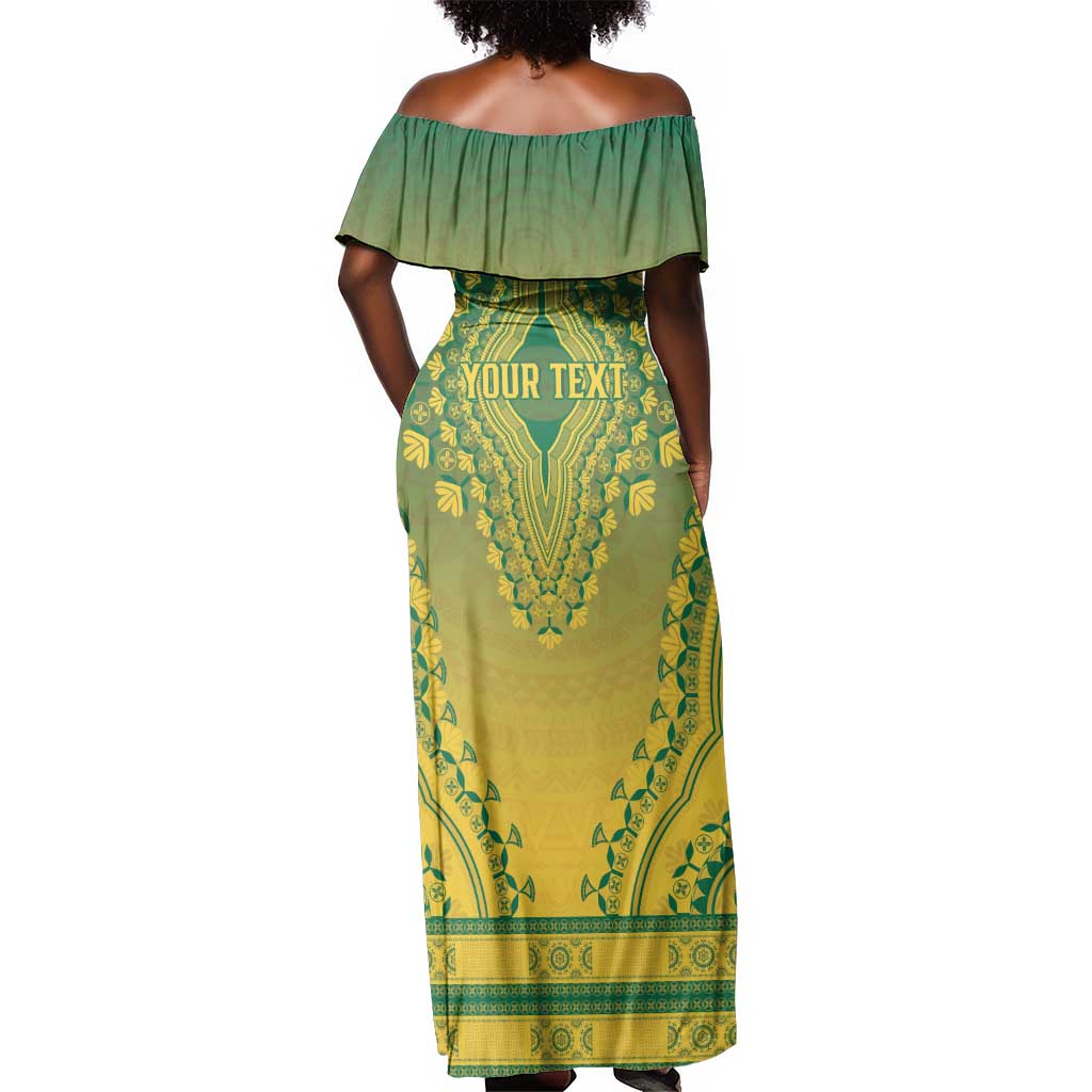 Personalized Afro Ghana Off Shoulder Maxi Dress African Dashiki Style - African Pride