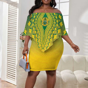 Personalized Afro Ghana Off Shoulder Short Dress African Dashiki Style - African Pride