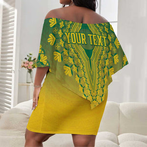 Personalized Afro Ghana Off Shoulder Short Dress African Dashiki Style - African Pride
