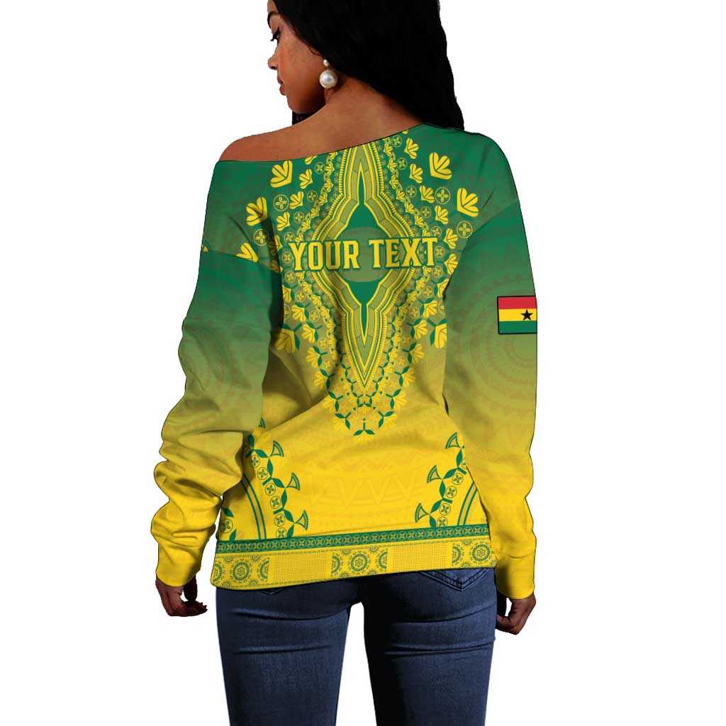 Personalized Afro Ghana Off Shoulder Sweater African Dashiki Style - African Pride