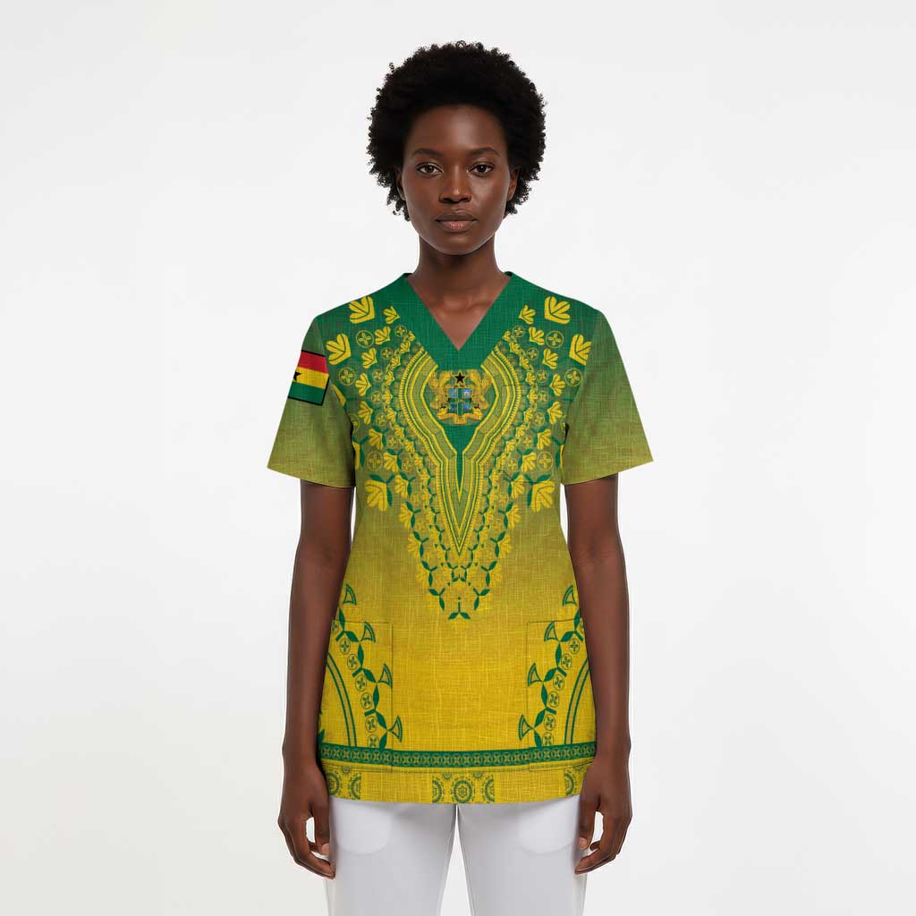 Personalized Ghana African Dashiki Scrub Top - African Pride