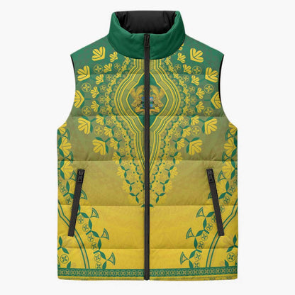Personalized Ghana African Dashiki Sleeveless Puffer Jacket