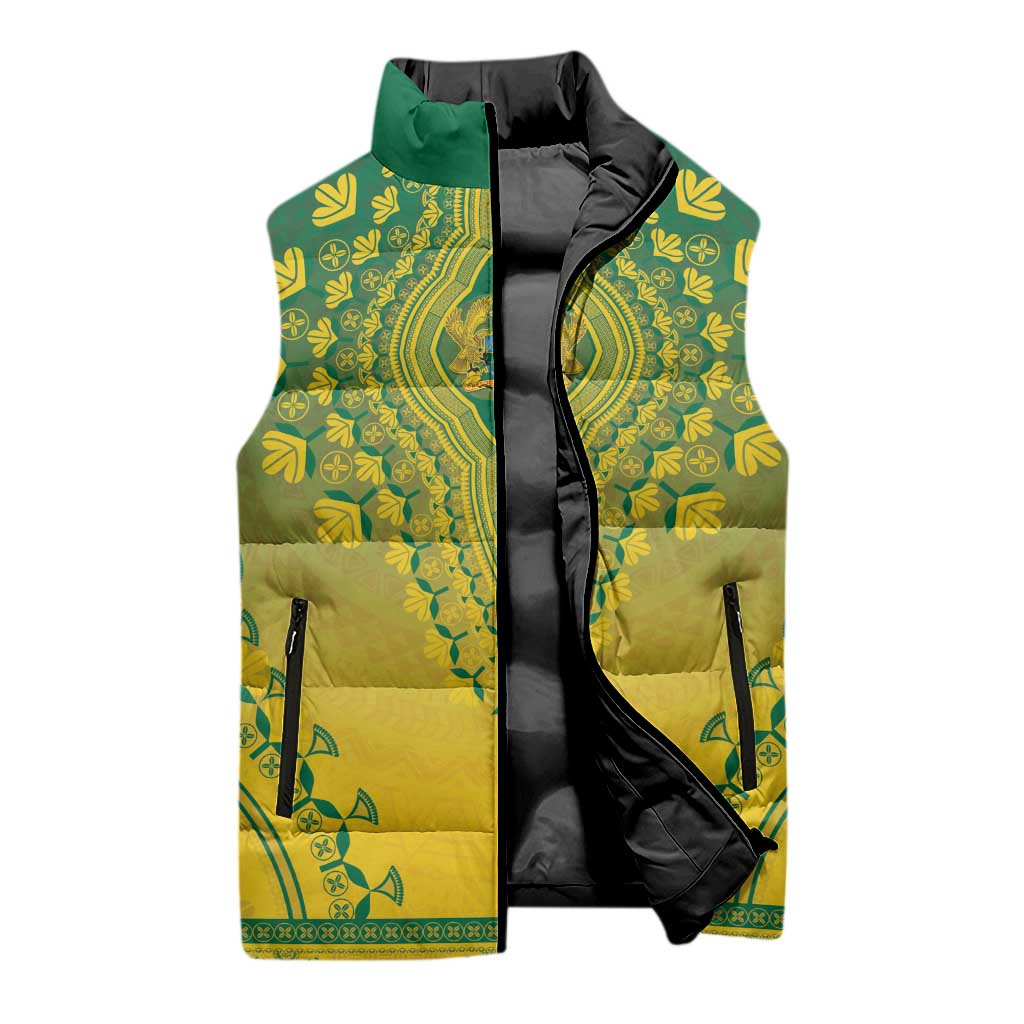 Personalized Ghana African Dashiki Sleeveless Puffer Jacket