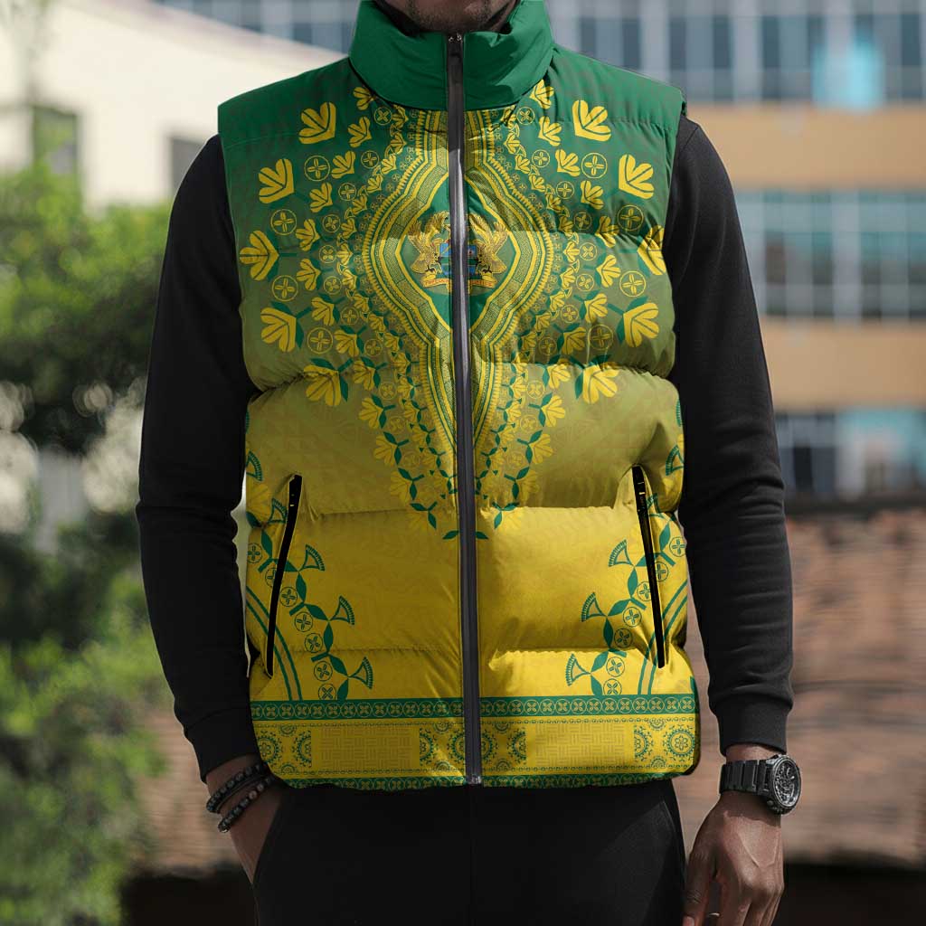 Personalized Ghana African Dashiki Sleeveless Puffer Jacket