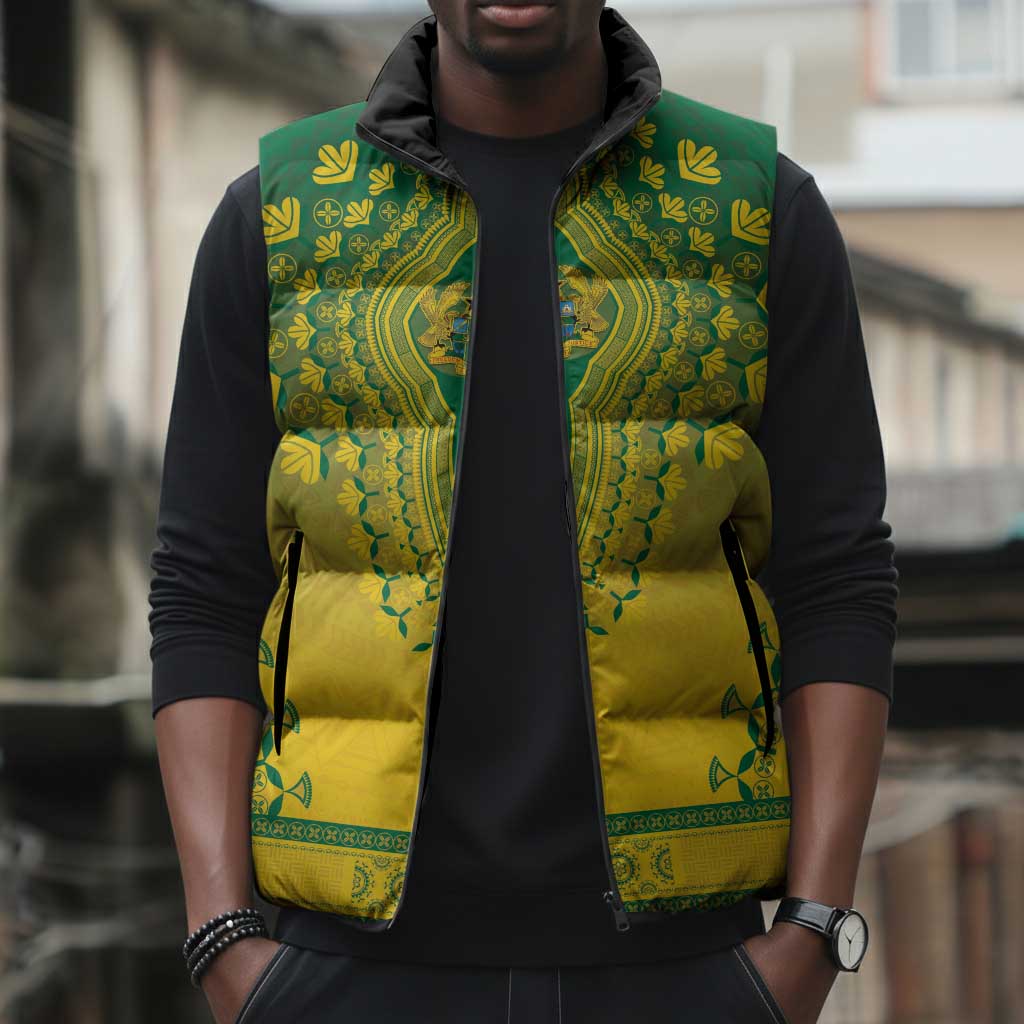 Personalized Ghana African Dashiki Sleeveless Puffer Jacket