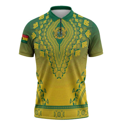Personalized Ghana African Dashiki Zipper Polo Shirt