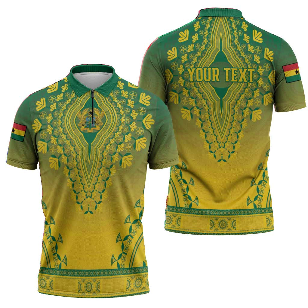 Personalized Ghana African Dashiki Zipper Polo Shirt