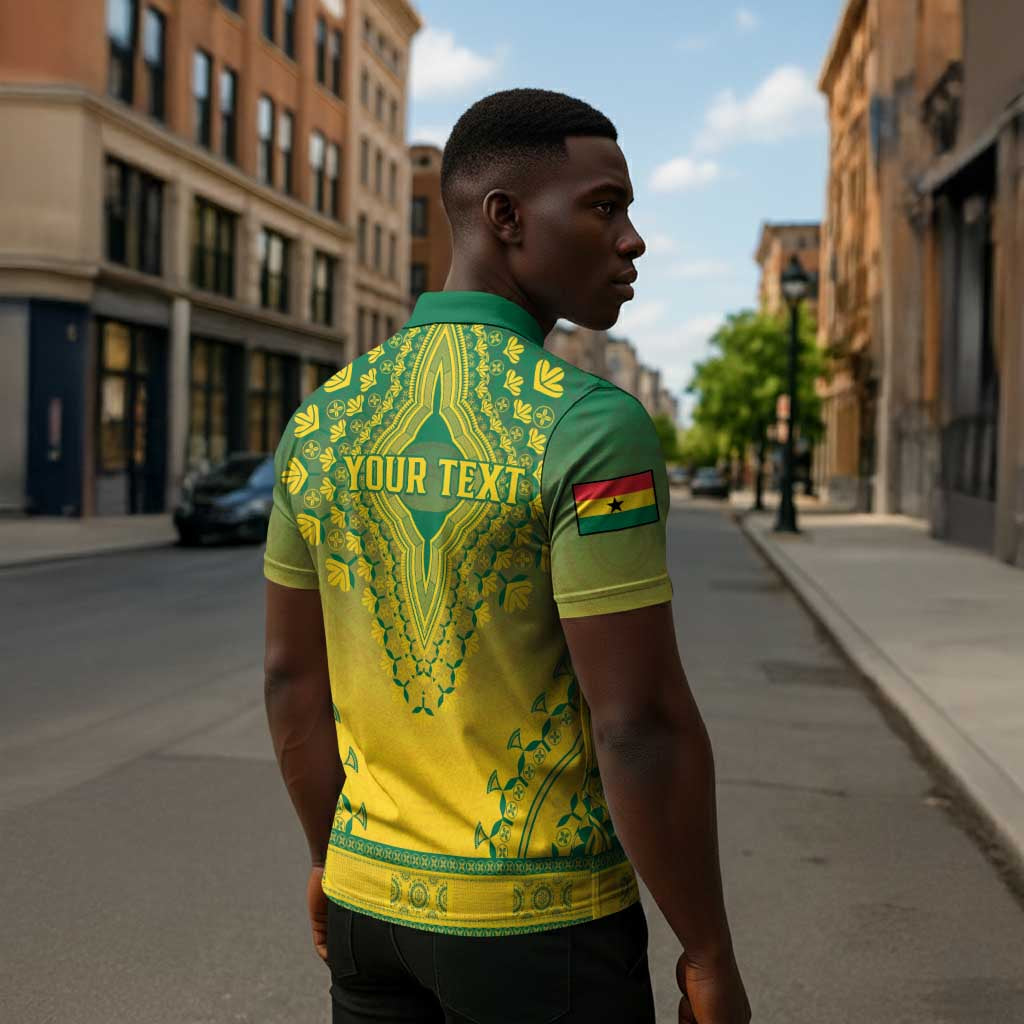 Personalized Ghana African Dashiki Zipper Polo Shirt