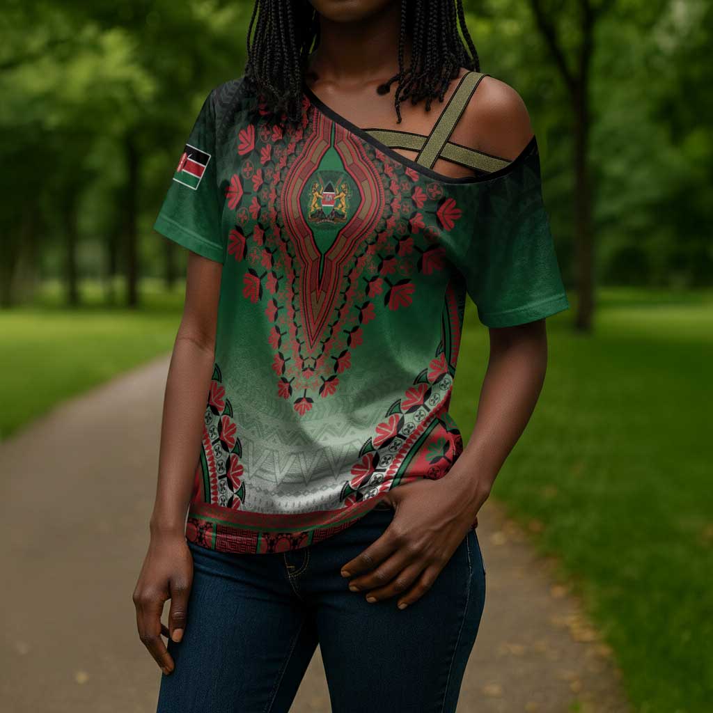 Personalized Kenya African Dashiki Cross Shoulder Shirt