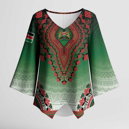 Personalized Kenya African Dashiki Kimono Sleeve Blouse