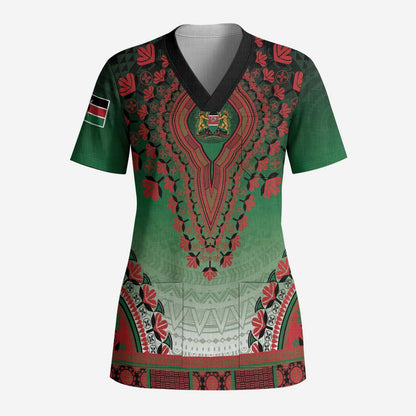 Personalized Kenya African Dashiki Scrub Top - African Pride