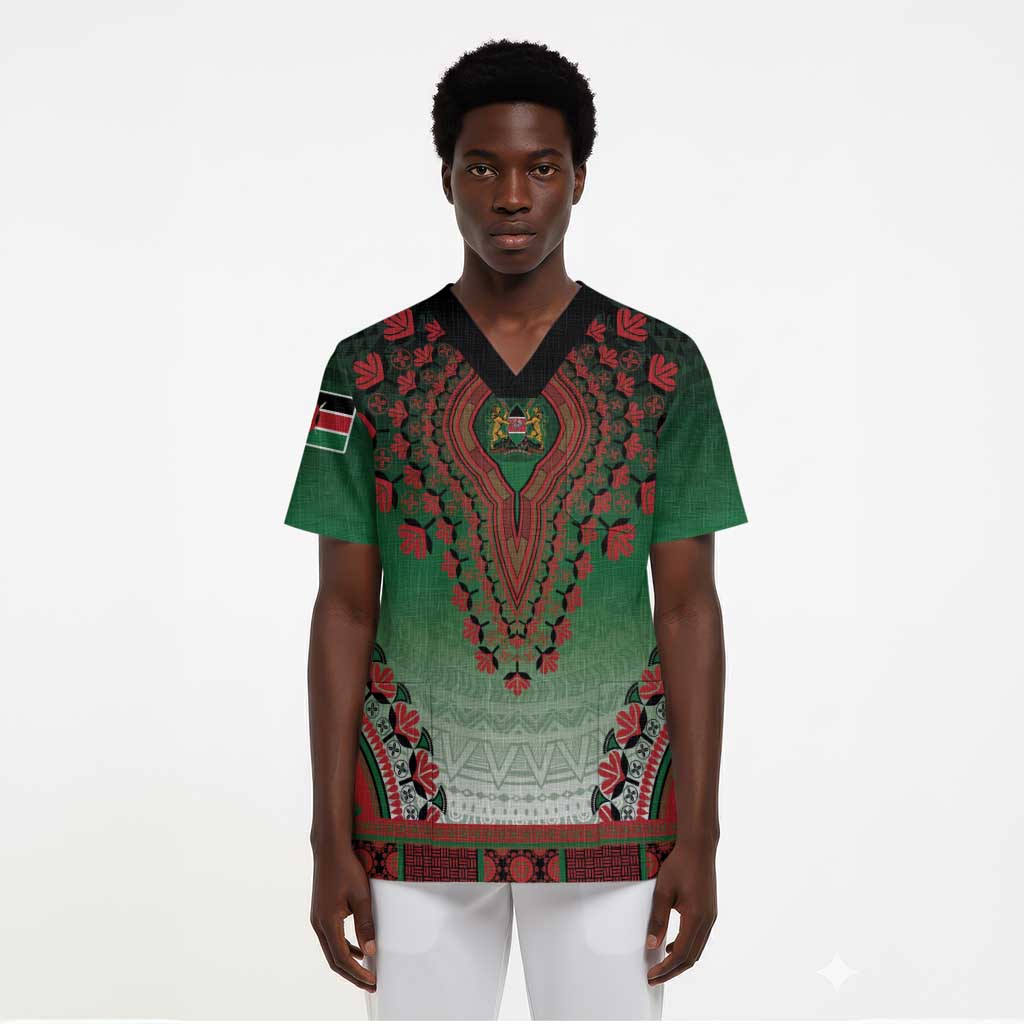 Personalized Kenya African Dashiki Scrub Top - African Pride