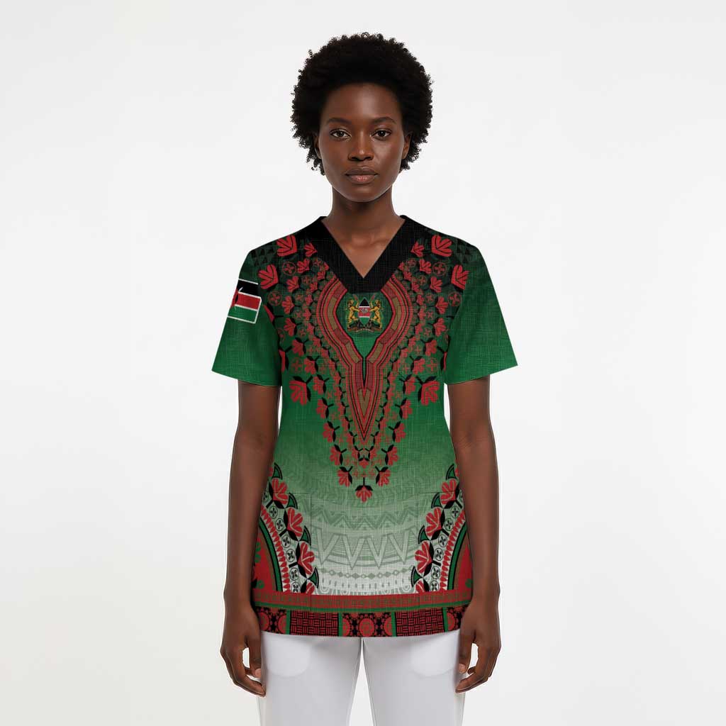 Personalized Kenya African Dashiki Scrub Top - African Pride