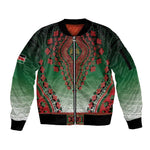 Personalized Afro Kenya Sleeve Zip Bomber Jacket African Dashiki Style - African Pride