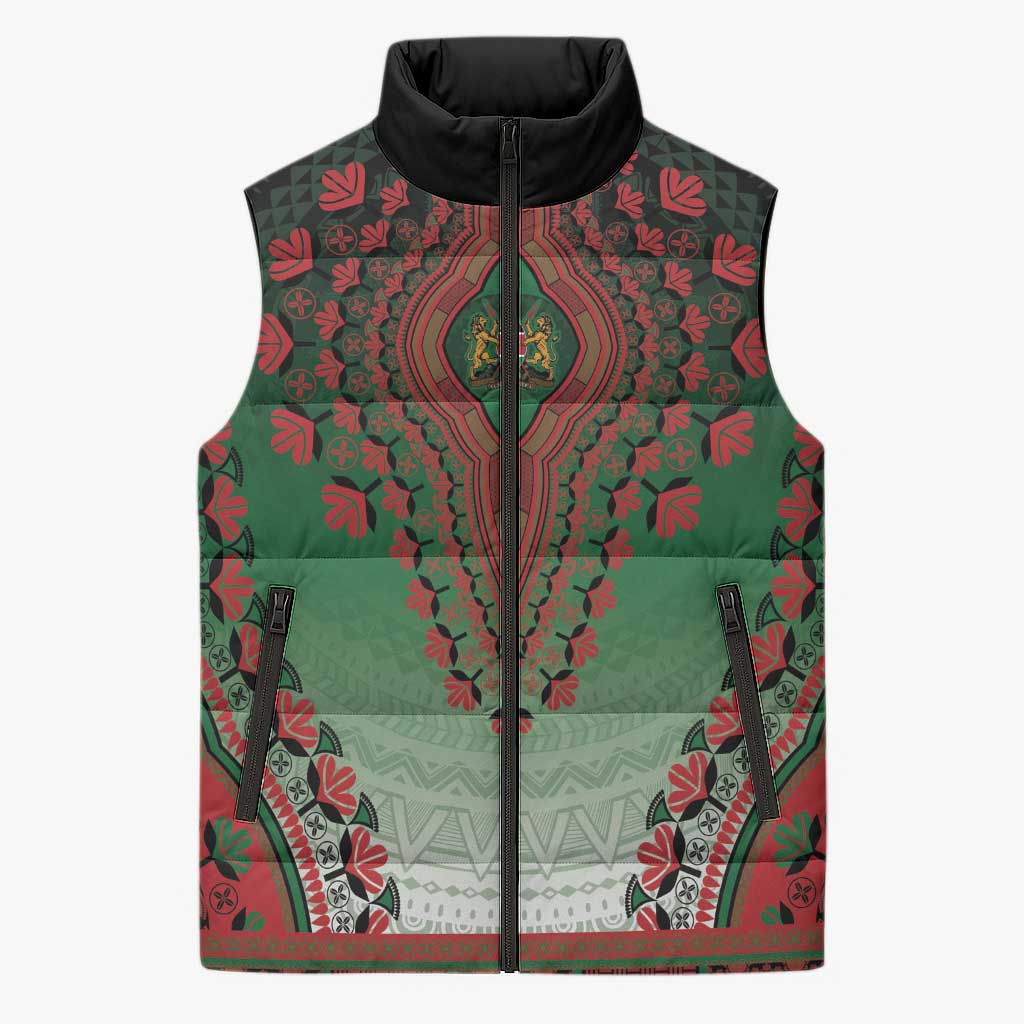 Personalized Kenya African Dashiki Sleeveless Puffer Jacket