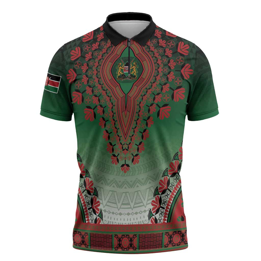 Personalized Kenya African Dashiki Zipper Polo Shirt
