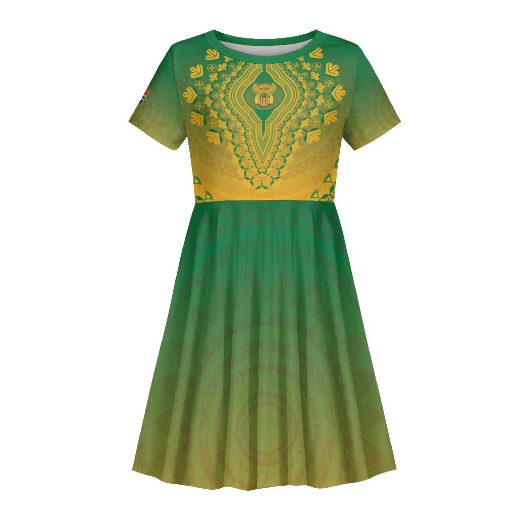 Personalized Afro South Africa Kid Short Sleeve Dress African Dashiki Style - African Pride