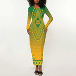 Personalized Afro South Africa Long Sleeve Bodycon Dress African Dashiki Style - African Pride