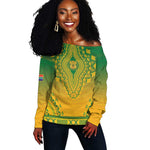 Personalized Afro South Africa Off Shoulder Sweater African Dashiki Style - African Pride