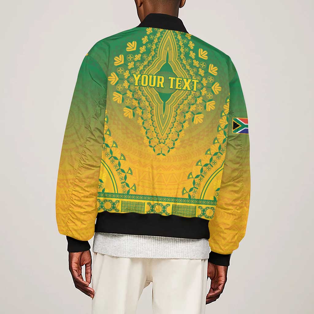 Personalized Afro South Africa Sleeve Zip Bomber Jacket African Dashiki Style - African Pride