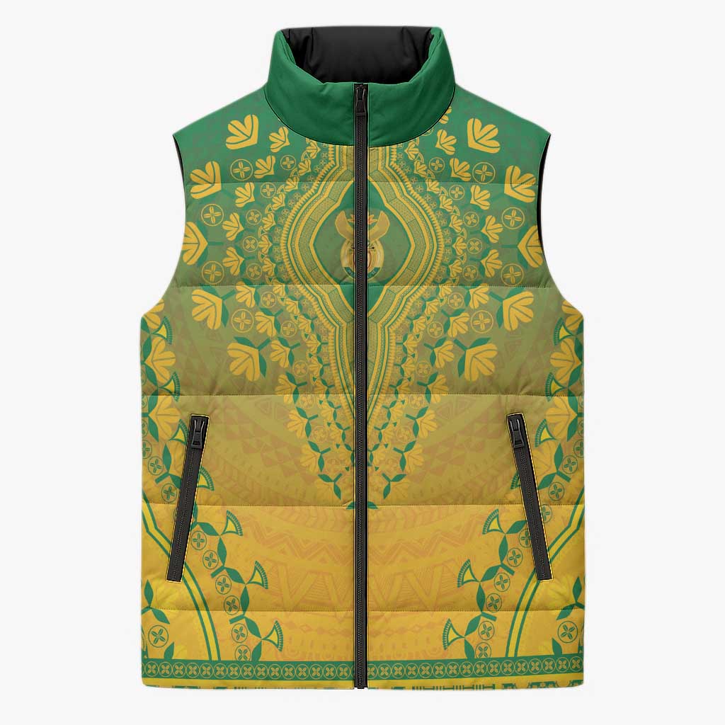 Personalized South Africa African Dashiki Sleeveless Puffer Jacket
