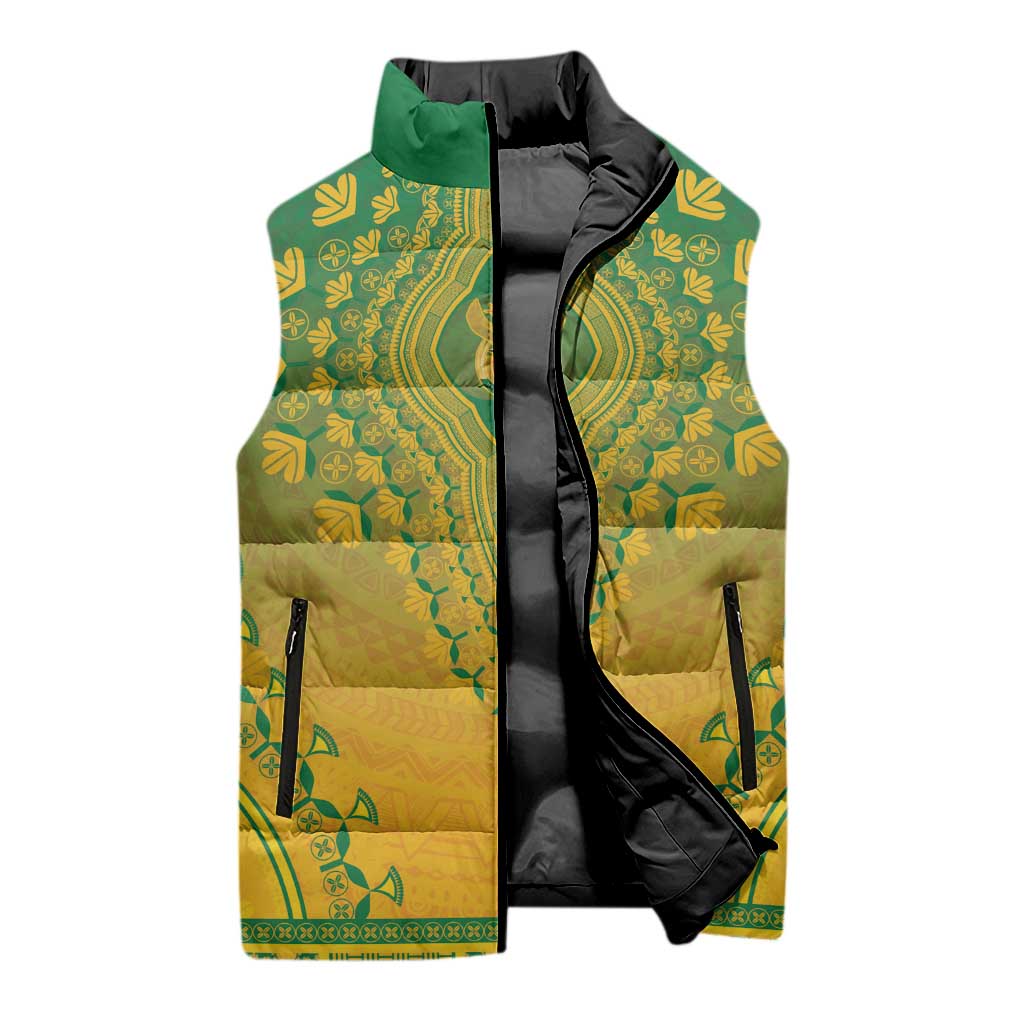 Personalized South Africa African Dashiki Sleeveless Puffer Jacket