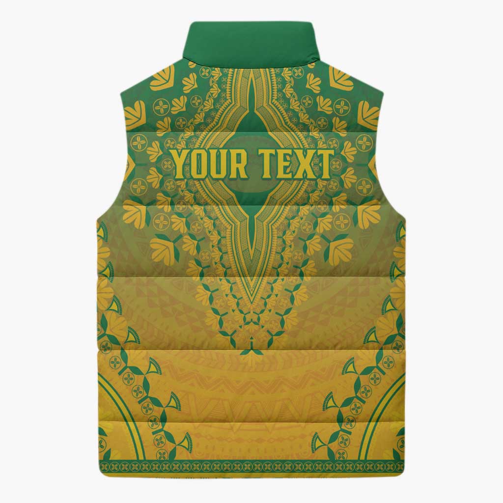 Personalized South Africa African Dashiki Sleeveless Puffer Jacket