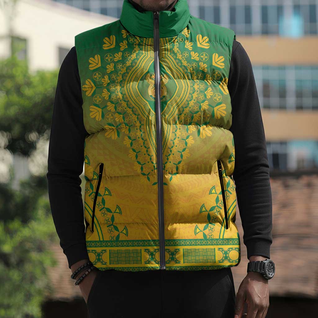 Personalized South Africa African Dashiki Sleeveless Puffer Jacket