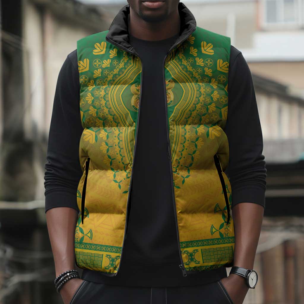 Personalized South Africa African Dashiki Sleeveless Puffer Jacket