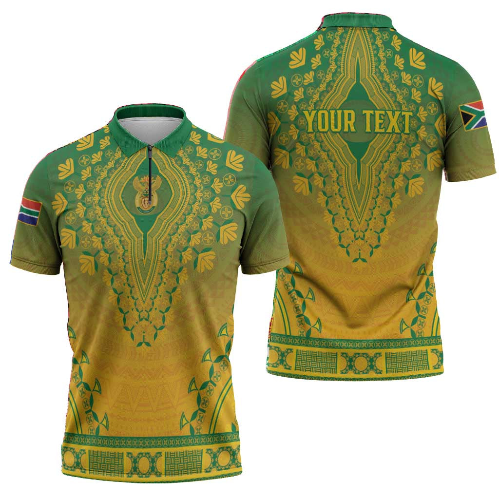 Personalized South Africa African Dashiki Zipper Polo Shirt