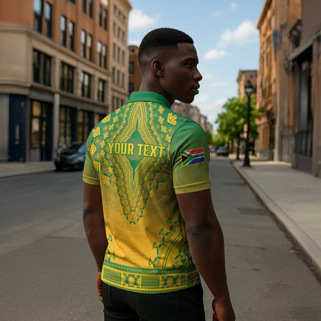 Personalized South Africa African Dashiki Zipper Polo Shirt
