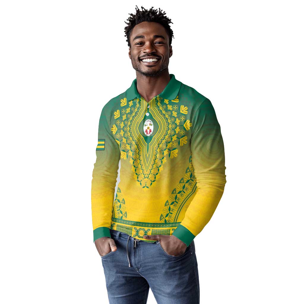 Personalized Afro Togo Long Sleeve Polo Shirt African Dashiki Style - African Pride