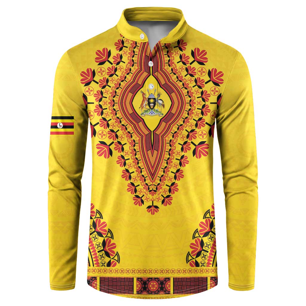 Personalized Uganda African Dashiki Button Sweatshirt