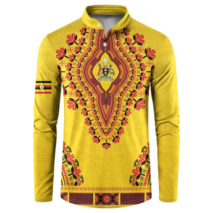 Personalized Uganda African Dashiki Button Sweatshirt