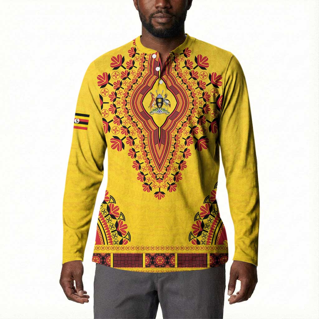 Personalized Uganda African Dashiki Button Sweatshirt
