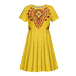 Personalized Afro Uganda Kid Short Sleeve Dress African Dashiki Style - African Pride